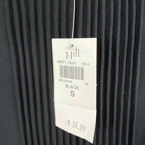 New J Jill Wearever Collection Black Knit Shift Dress Small Pintuck Pleating - Picture 6 of 13